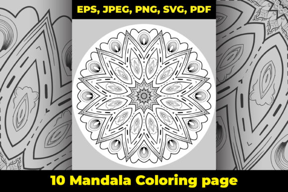 10 Relaxing Mandala Adult Coloring Graphics & Coloring Pages