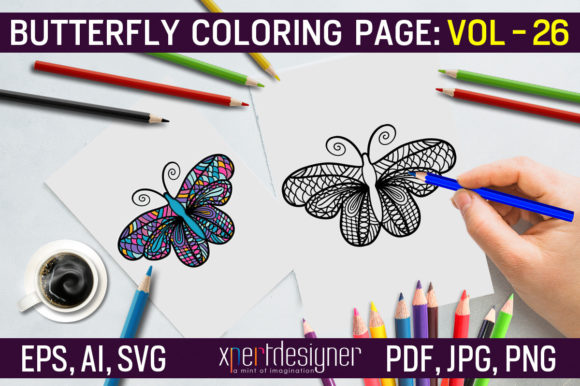 Butterfly Coloring Page Graphics for Local Branding
