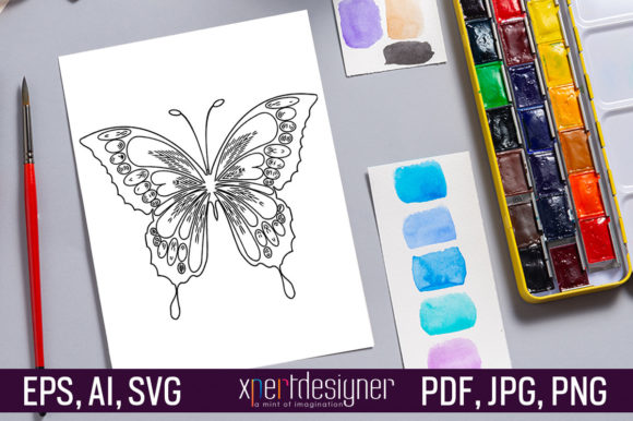 Butterfly Coloring Page Vol 13: Graphics & Coloring Pages