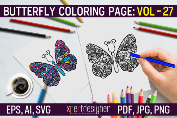 Butterfly Coloring Page Vol 27 Graphics & Coloring Pages Amp
