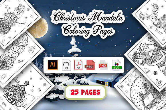 Christmas Mandala Coloring Pages: Graphics & Amp