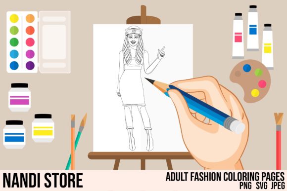 Fashion Printable Adult Coloring Pages in Embroidery