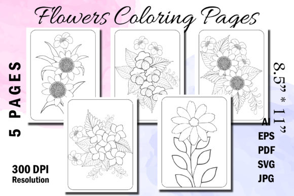 Flower Coloring Book for KDP: Graphics & Coloring Pages Amp