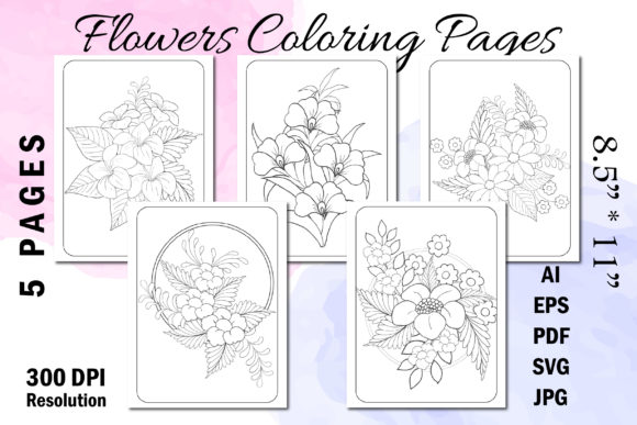 Flower Coloring Book for KDP VOL 3: Graphics & Coloring Pages Amp