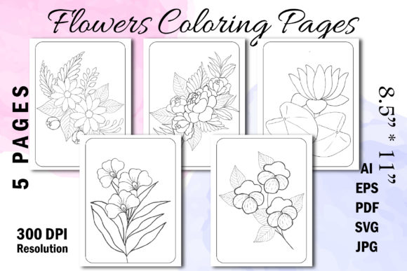 Flower Coloring Book for KDP VOL 4 KDP: Graphics & Coloring Pages