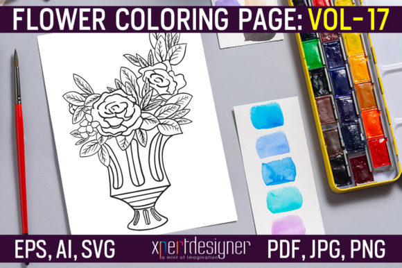 Flower Coloring Page Vol. 17: Graphics & Coloring Pages Amp