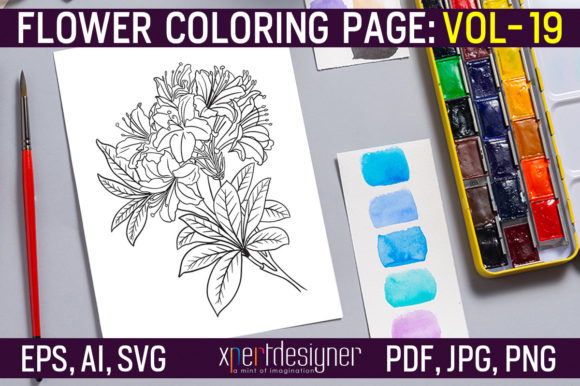 Flower Coloring Page Vol 19: Graphics & Coloring Pages Amp
