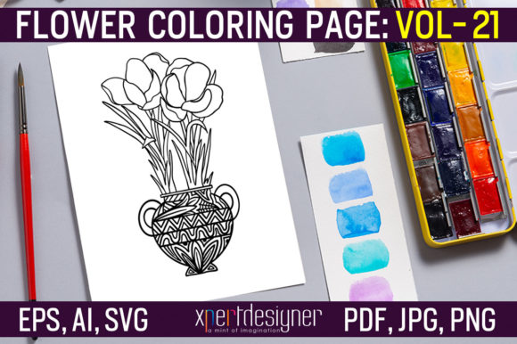 Flower Coloring Page Vol - 21 Graphics for Coloring Pages Amp