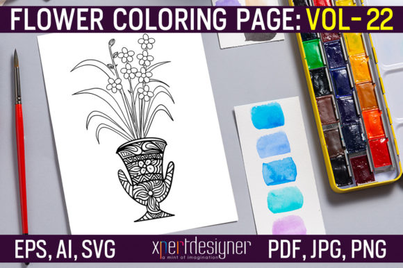 Flower Coloring Page Vol – 22: Graphics & Coloring Pages Amp Review