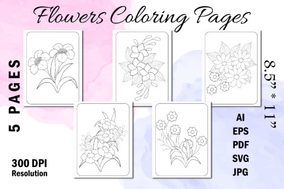 Flowers Coloring Book KDP Vol 2: Graphics & Coloring Pages Amp
