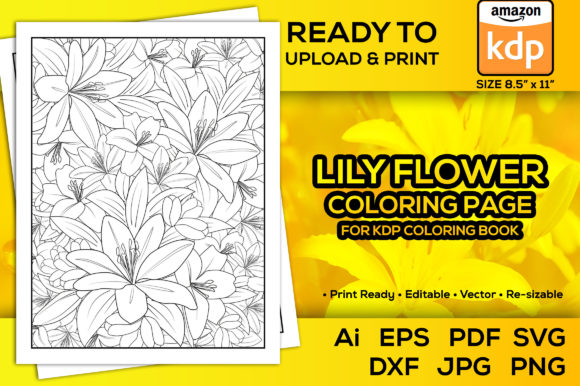 Kdp Lily Flower Coloring: Graphics & Coloring Pages Amp