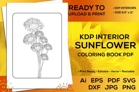 KDP Sunflower Coloring Book: Graphics & Coloring Pages Amp