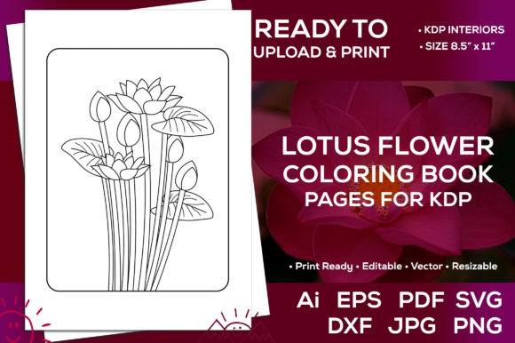 Lotus Flowers Coloring Pages & Graphics