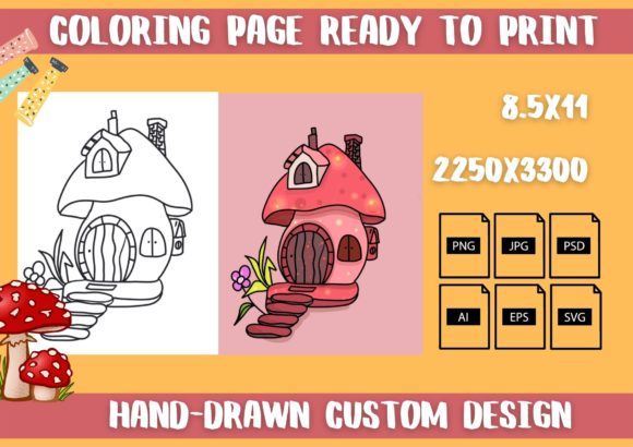 Mushroom House Coloring Page Graphics & Coloring Pages Amp Review
